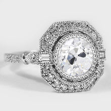 Afbeelding in Gallery-weergave laden, Halo Ring Baguette & Ronde Oude Mijn Geslepen Echt Diamanten 3,75 Karaat Milgrain