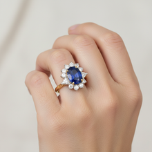 Afbeelding in Gallery-weergave laden, echte round saffier 4.25karaat ring op wit