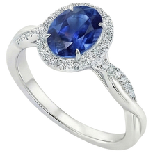 Afbeelding in Gallery-weergave laden, Witte Natuurlijke uit de aarde gewonnen Diamanten Halo Ring Blauwe Saffier Gedraaide Schacht 5 Karaat