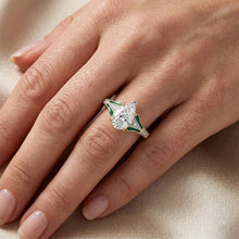 Afbeelding in Gallery-weergave laden, Handgemaakt Diamant Solitaire Ring met Accenten 2 karaat