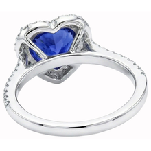 Afbeelding in Gallery-weergave laden, Hart Ceylon Sapphire Ronde Diamanten Ring 4 Kt Wit Goud 14K