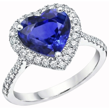 Afbeelding in Gallery-weergave laden, Hart Ceylon Sapphire Ronde Diamanten Ring 4 Kt Wit Goud 14K