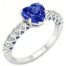 Afbeelding in Gallery-weergave laden, Hart Edelsteen Ring Blauwe Saffieren & Ronde Diamanten 2,50 Karaat