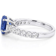 Afbeelding in Gallery-weergave laden, Hart Solitaire Ring met natuurlijke blauwe saffier en Natuurlijke echte diamant ( niet in het laboratorium gekweekt )en accenten 3,50 karaat