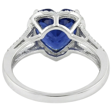 Afbeelding in Gallery-weergave laden, Hart Sri Lanka Saffier Natuurlijke uit de aarde gewonnen Diamanten Witgoud 14K Ring 9.50 Karaat