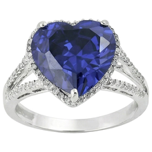 Afbeelding in Gallery-weergave laden, Hart Sri Lanka Saffier Natuurlijke uit de aarde gewonnen Diamanten Witgoud 14K Ring 9.50 Karaat