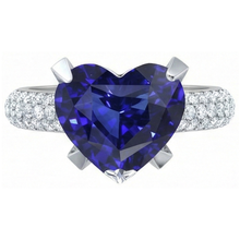 Afbeelding in Gallery-weergave laden, Hartvormige Blauwe Saffier uit de aarde gewonnen Diamanten Ring 5 Karaat Witgoud Sieraden