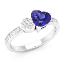 Afbeelding in Gallery-weergave laden, Hart blauwe saffier edelsteen ring 2,50 karaat Natuurlijke echte diamant ( niet in het laboratorium gekweekt )en wit goud
