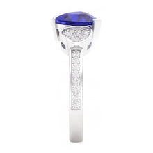 Afbeelding in Gallery-weergave laden, Hart blauwe saffier edelsteen ring 2,50 karaat Natuurlijke echte diamant ( niet in het laboratorium gekweekt )en wit goud