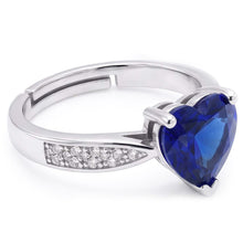 Afbeelding in Gallery-weergave laden, Hart blauwe saffier edelsteen ring met Natuurlijke echte diamant ( niet in het laboratorium gekweekt )en taps toelopende schacht 2 karaat