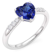 Afbeelding in Gallery-weergave laden, Hart edelsteen blauwe saffier Natuurlijke echte diamant ( niet in het laboratorium gekweekt )en ring 2 karaat goud 14K sieraden
