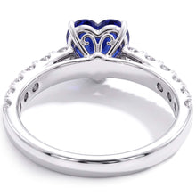 Afbeelding in Gallery-weergave laden, Hart saffier edelsteen ring & dubbele pave Natuurlijke echte diamant ( niet in het laboratorium gekweekt ) accenten 3,50 karaat
