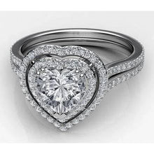 Afbeelding in Gallery-weergave laden, Hart En Ronde Dubbele Halo Echt Diamanten Ring 6,55 Karaat Witgoud