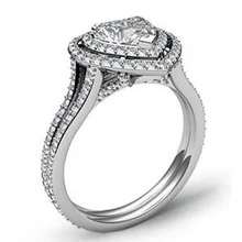Afbeelding in Gallery-weergave laden, Hart En Ronde Dubbele Halo Echt Diamanten Ring 6,55 Karaat Witgoud