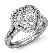 Afbeelding in Gallery-weergave laden, Hart En Ronde Dubbele Halo Echt Diamanten Ring 6,55 Karaat Witgoud