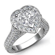 Afbeelding in Gallery-weergave laden, Hart En Ronde Echt Diamanten Verlovingsring 6.45 Ct Halo Sieraden