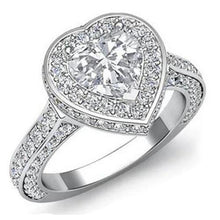 Afbeelding in Gallery-weergave laden, Hart Geslepen Met Ronde Echt Diamanten Trouwring 7 Karaat Witgoud