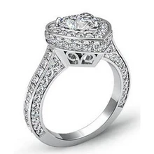 Afbeelding in Gallery-weergave laden, Hart Geslepen Met Ronde Echt Diamanten Trouwring 7 Karaat Witgoud