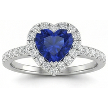 Afbeelding in Gallery-weergave laden, Hartvorm Ceylon Sapphire Diamanten Trouwring 3.90 Ct Goud 14K