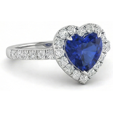 Afbeelding in Gallery-weergave laden, Hartvorm Ceylon Sapphire Diamanten Trouwring 3.90 Ct Goud 14K