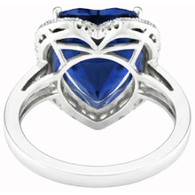 Afbeelding in Gallery-weergave laden, Hartvormige Sri Lanka Blauwe Saffier & Natuurlijke uit de aarde gewonnen Diamanten Ring 7.76 Karaat WG 14K