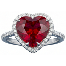 Afbeelding in Gallery-weergave laden, Hartvormige robijn en accenten Natuurlijke echte diamanten ( niet in een laboratorium gekweekt ) ring wit goud 14K 5.35 Ct