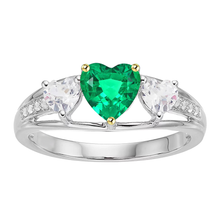 Afbeelding in Gallery-weergave laden, High-end Fijne Smaragd Gekleurde Steen Ring 1 karaat – hoofdaanzicht