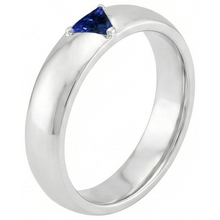 Afbeelding in Gallery-weergave laden, Heren Edelsteen Ring Solitaire Triljoen Diepblauwe Saffier Sieraden 1 Ct