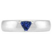 Afbeelding in Gallery-weergave laden, Heren Edelsteen Ring Solitaire Triljoen Diepblauwe Saffier Sieraden 1 Ct