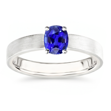 Afbeelding in Gallery-weergave laden, Heren Edelsteen Solitaire Ring Ovaal Natuurlijke Blauwe Saffier 1.50 Karaat