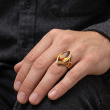 Afbeelding in Gallery-weergave laden, Heren Gouden Citrien Edelsteen Ring – 14K Geelgoud 11 karaat