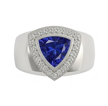 Afbeelding in Gallery-weergave laden, Heren Ring Ceylon Saffier Diamanten Sieraden Biljoen Bezel Set 2.50 Karaat