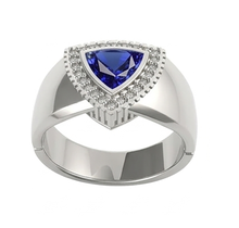 Afbeelding in Gallery-weergave laden, Heren Ring Ceylon Saffier Diamanten Sieraden Biljoen Bezel Set 2.50 Karaat