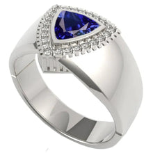 Afbeelding in Gallery-weergave laden, Heren Ring Ceylon Saffier Diamanten Sieraden Biljoen Bezel Set 2.50 Karaat