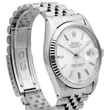 Afbeelding in Gallery-weergave laden, Heren Rolex Datumjust horloge zilveren wijzerplaat gecanneleerde rand roestvrijstalen armband