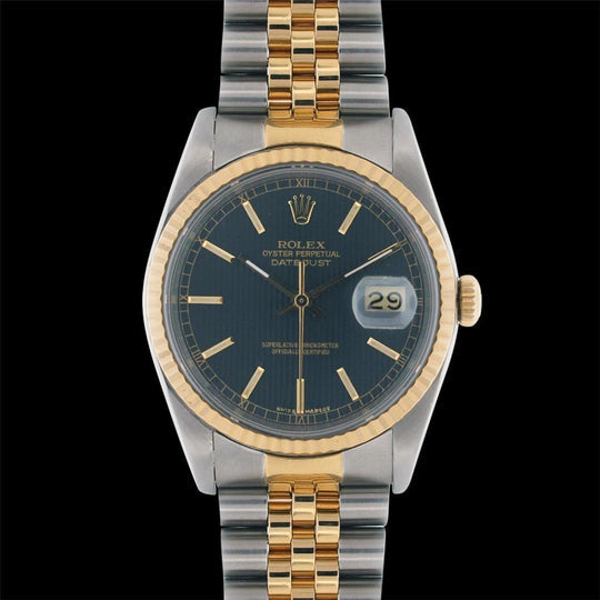 Heren Rolex Roestvrij Staal Goud Horloge Blauwe Wijzerplaat SNELLE INSTELLING