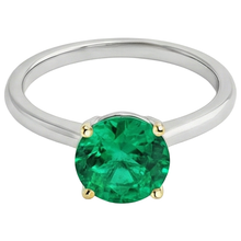 Afbeelding in Gallery-weergave laden, Fijne Smaragd Edelsteen Ring 3-karaat Bicolor 14K Goud – profielaanzicht