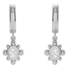 Afbeelding in Gallery-weergave laden, Hoop Drop Oorbellen Ovale Old Mine Cut Echt Diamonds Bezel Set 2 karaat