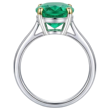 Afbeelding in Gallery-weergave laden, Ovaal Smaragd ring in Tweekleurig 14K Goud – bovenaanzicht