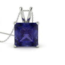 Afbeelding in Gallery-weergave laden, Princess Slijpvorm Royal Blue Saffier ring in 14K Witgoud – zijaanzicht