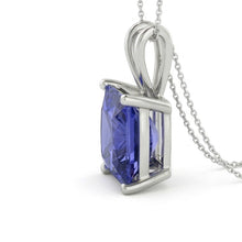Afbeelding in Gallery-weergave laden, Royal Blue Saffier Steen Halsketting 4-karaat 14K Witgoud – hoekaanzicht
