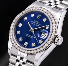 Afbeelding in Gallery-weergave laden, Rolex 16200 Datejust 36mm Blauwe Diamanten Wijzerplaat Roestvrij Staal Horloge