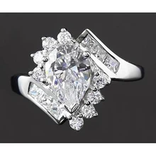 Afbeelding in Gallery-weergave laden, In Elkaar Grijpende Verlovingsring 2,50 Karaat Peer Echt Diamant Wit Goud 14K