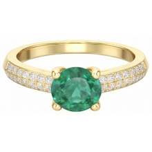 Afbeelding in Gallery-weergave laden, echte round smaragd 2.25karaat ring close-up detail