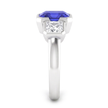 Afbeelding in Gallery-weergave laden, Jubileumring Asscher Diamant Stralende Saffier 3 Karaat 3 Steen