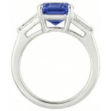 Afbeelding in Gallery-weergave laden, echte radiant saffier 3.50karaat ring profielweergave