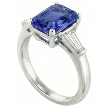 Afbeelding in Gallery-weergave laden, echte radiant saffier 3.50karaat ring zijaanzicht