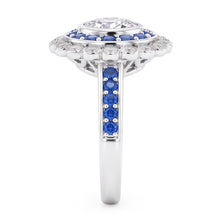 Afbeelding in Gallery-weergave laden, Jubileumring Ronde Echt Diamant & Blauwe Saffier Baguettes 4 Karaat