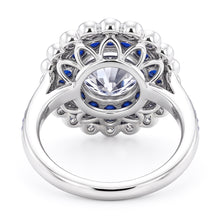 Afbeelding in Gallery-weergave laden, Jubileumring Ronde Echt Diamant & Blauwe Saffier Baguettes 4 Karaat