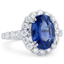 Afbeelding in Gallery-weergave laden, 9.75 Ct Ceylonsaffier en natuurlijke uit de aarde gewonnen diamanten jubileumring